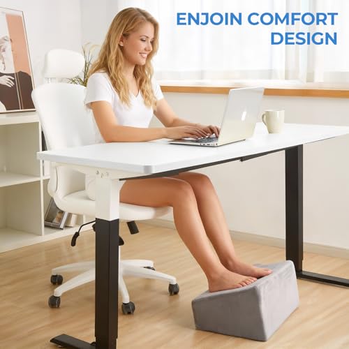 3-Level Adjustable Foot Rest for Under Desk at Work, Grey, 17x11.2x17 Inch | Ergonomic High-Density Foam Footstool Footrest Pillow with Crystal Velvet & Washable Cover for Office/Home/Game Chair - color: Gray