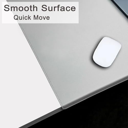 Desk Mat Protector with Protective Edge, Waterproof PU Leather Desktop Protector Pad with Smooth Writing Surface, for Laptop/Computer Gaming (Gray,23.6x15.7in) - color: Gray, size: 23.6x15.7in
