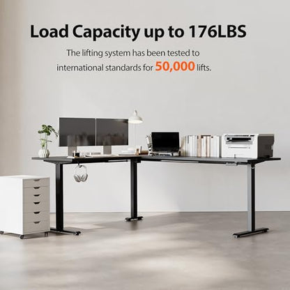 Agilestic 75 x 61 Inch L Shaped Electric Standing Desk, Black - color: Black, size: 75x61 Inch