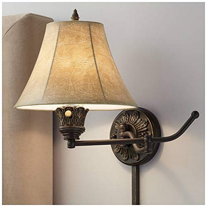 Rosslyn Bronze Plug-In Swing Arm Wall Lamps Set of 2 Rustic Light Fixture