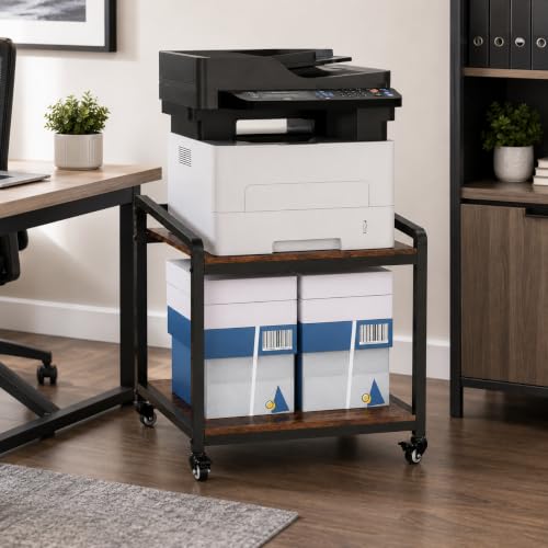 TRUSOON Large Printer Stand for Home Office, 21.6"x21.6"x23" | 550 LBS Heavy-Duty, 5-Level Adjustable Height, Fits Extra Large Printers & Scanners, Lockable Wheels, Anti-Wobble Frame