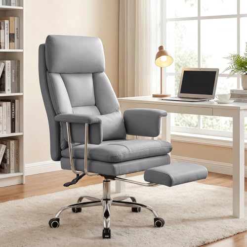 Ergonomic Home Office Desk Chair, Heavy Duty Executive Chair with Footrest - color: Grey