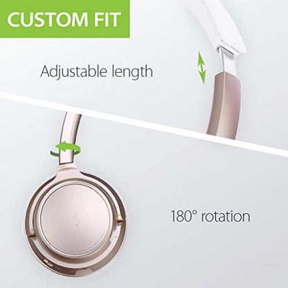 Avantree AH6B - Bluetooth On Ear Headphones with Detachable Mic for Work in Office or at Home, Premium Sound, Soft Padding, Lightweight, Wireless & Wired Headset for Phone PC Laptop, Champaign Gold