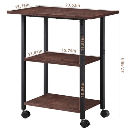 Lerliuo 3-Tier Printer Stand, Industrial Rolling Printer Table with Storage - color: Walnut, size: 3-Tier