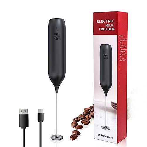 Rechargeable Handheld Milk Frother Wand with 3 Variable Speeds,3 Whisks