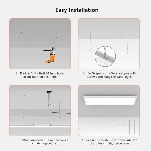 AIKVSXER 1Pack 1x4 LED Flat Panel Light, 50W Surface Mount Ceiling Fixture | 5500LM, 3CCT (3000K/4000K/5000K), Ultra-Thin 48In, 10-100% Triac Dimmable for Kitchen, Garage, Office, Basement
