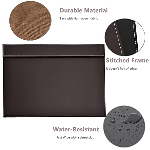KINGFOM Ultra-Smooth PU Leather Desk Pad & Mat Office Desk Drawing & Writing Board A3/ A4 File Paper Clip Table Protector Mat on Top Large 24''x18'' (Brown) - color: Brown-a006