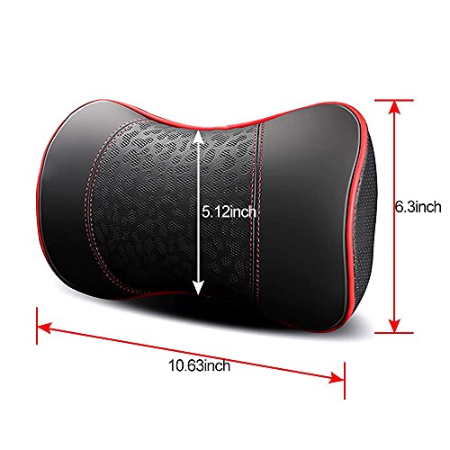 HAOTULE Car Leather Neck Pillows, Neck Rest Cushions,100% Memory Foam Cervical Support, Comfortable Travel car Seats and Home Office Soft Pillows, Black a Set (2 pcs) - color: Black