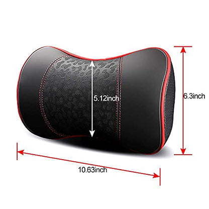 HAOTULE Car Leather Neck Pillows, Neck Rest Cushions,100% Memory Foam Cervical Support, Comfortable Travel car Seats and Home Office Soft Pillows, Black a Set (2 pcs) - color: Black