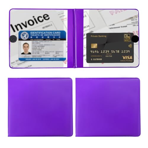 Ziciner 2PCS Car Registration and Insurance Holder, 5.2"× 4.7" Leather Auto Glove Box Organizer with Closure, Essential Car Document Holder for Card, Driver License (Purple) - color: Purple, size: 2 PCS