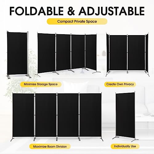 RANTILA 4 Panel Room Divider, 6 Ft Tall Folding Privacy Screen Room Dividers, Freestanding Room Partition Wall Dividers, 136''W x 20''D x 71''H, Black - color: Black, size: 34" - 4 Panel