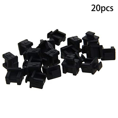 Heyiarbeit 20pcs Silicone SFP-B Cap Port Cover Anti Dust Stopper Plug Cover Protector Cap for End Computer Digital Socket Printer Black Tone - size: SFP-B Black 20PCS