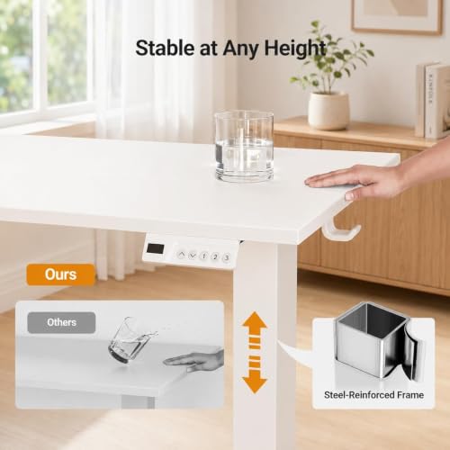 Claiks Electric Standing Desk, 55x24 Inch, White - color: White, size: 55 Inch