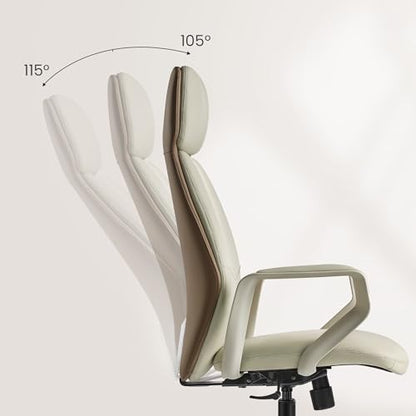 EUREKA ERGONOMIC Aric Executive Office Chair, High Back PU Leather Desk Chair with Lumbar Support, Professional Modern Home Office Chair with Large Headrest & 3-Position Recline(Pack of 10, Beige) - size: Pack of 10