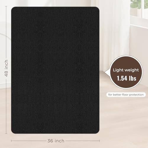 Sycoodeal Office Chair Mat for Hardwood Floor,Slip Resistant Floor Mat for Office Computer Gaming Chair,Heavy Duty Floor Protector for Rolling Chairs,Easy to Clean,Black(36"x55") - color: Black, size: 36*55"