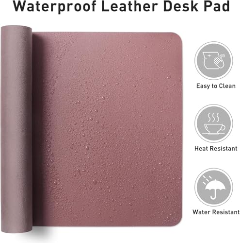 Bloss Dark Red Leather Desk Mat - 31.5" x 15.7" - color: Dark Red, size: 31.5" x 15.7"