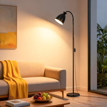 Bright Modern Black Gooseneck Floor Lamp 3-Color Dimmable - color: Black Dimming