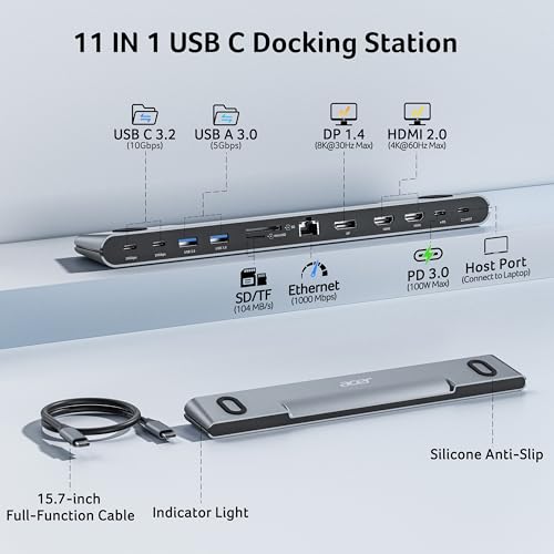 Acer Docking Station 3 Monitors, Laptop Docking Station Stand with 2HDMI+DP