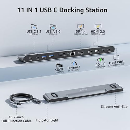 Acer Docking Station 3 Monitors, Laptop Docking Station Stand with 2HDMI+DP