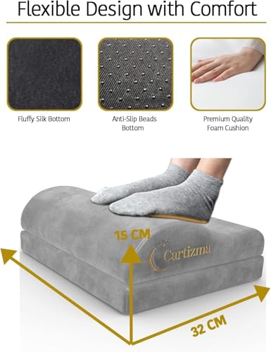 Ergonomic Foot Rest Under Desk - Non-Slip, Adjustable, Washable Covers for Pain Relief - Office, Home & Travel (Grey) - color: Grey