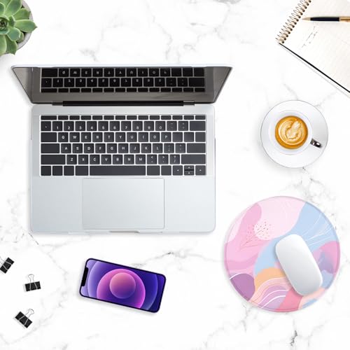 ITNRSIIET Round Mouse Pad with Stitched Edge Premium-Textured Waterproof Non-Slip Rubber Base Desktop Protection Mat Diameter 8.7 inches, Art Style Pattern - color: A02-Art Style Pattern