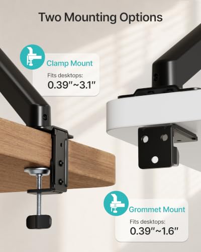 Single Monitor Arm for 17-32 Inch Screens, Full Motion Desk Mount | Ultrawide Monitor Stand Holds up to 19.8 lbs,for 75/100mm VESA Mount with Clamp and Grommet Base, for Home Office Gaming - style: Single Monitor Arm