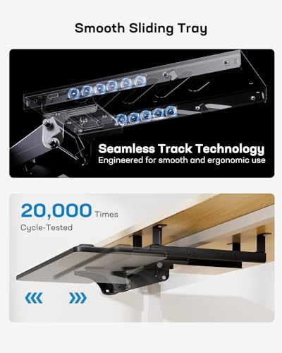HUANUO Under Desk Keyboard Tray for Flat Bottom and Cross Beam Desks
