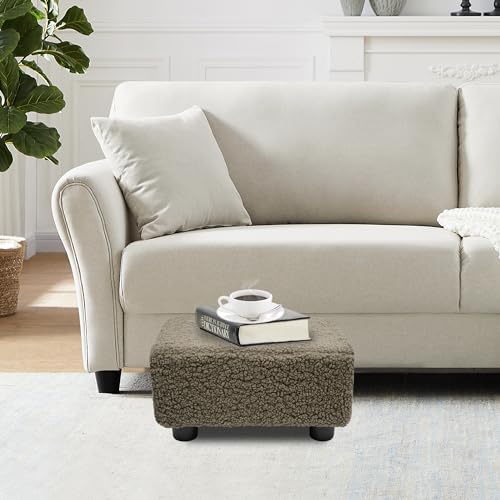 CAROLMADE Small Foot Stool Ottoman Footstool with Legs Under Desk Footrest for Living Room Bedroom and Office, Soft Coffee - color: Soft Coffee, size: 11"d X 15.4"w X 8.3"h