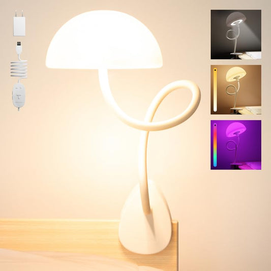 Smallish Shroommate Clip On Light for Dorm Room - 2.0 (White) - color: White White