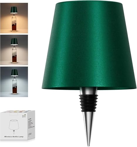 Wireless Bottle Lamp, 2025 New 3 Color Rechargeable Wine Bottle Lights for Bars Restaurants (Dark Green, 1PC) - color: Green