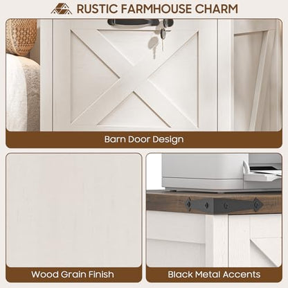 Farmhouse 2 Drawers File Cabinet with Lock for Home Office, Rustic White - color: Rustic White, size: 2 Drawers
