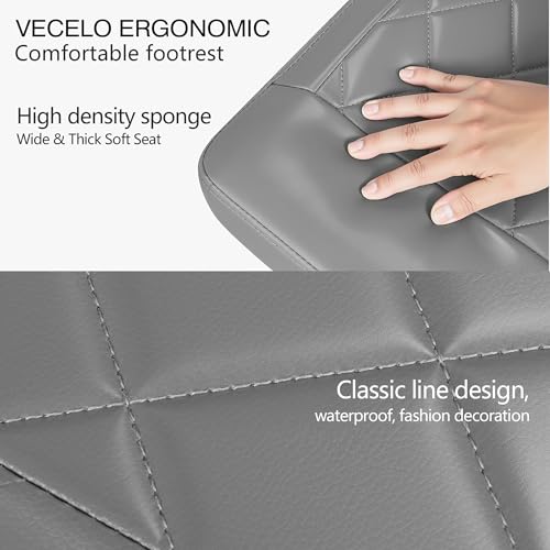 VECELO Under Desk Footrest, PU Ergonomic Foot Rest with Wheels, Comfort Padding, Height Adjustable for Relieving Leg Pain, Stiffness, and etc, Gray - color: Gray