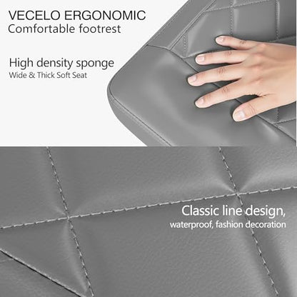 VECELO Under Desk Footrest, PU Ergonomic Foot Rest with Wheels, Comfort Padding, Height Adjustable for Relieving Leg Pain, Stiffness, and etc, Gray - color: Gray