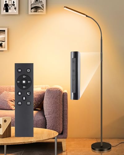 LED Floor Lamp,15 W 1500 LM Super Bright Reading Lamp with Remote and Touch Control Floor Light, 3 Colors and Stepless Brightness Work Lamp for Living Room Bedroom Reading