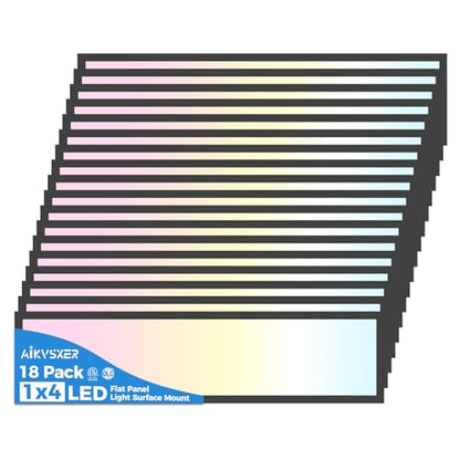 AIKVSXER 18 Pack 1x4 LED Flat Panel Light Surface Mount Black, 5500LM 50W - color: Black, size: 1x4FT 18PACK