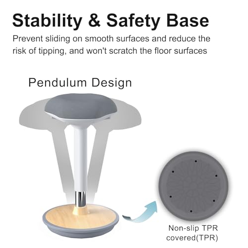 Adult Wobble Stool,Anti-Fatigue Standing Desk Stool,Light Wood - color: Light Wood