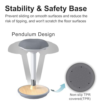 Adult Wobble Stool,Anti-Fatigue Standing Desk Stool,Light Wood - color: Light Wood