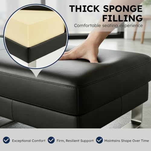 Waiting Room Bench Faux Leather Reception Seating for Office Lobby - color: Beige, size: 23.6"L×17.7"W×16.9"H