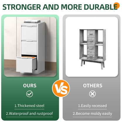 3 Drawer File Cabinet with Lock, Filing Cabinets for Home Office - color: White, size: 3 Drawer - Vertical