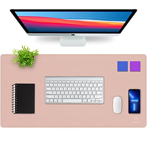 K KNODEL Large Sewing Leather Desk Mat, Desk Pad (Pink, 31.5" x 15.7") - color: Pink/Silver, size: 31.5" x 15.7"