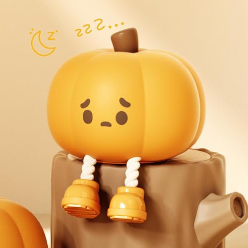 Cute Pumpkin LED Night Light, Yellow | 3 Level Dimmable, Silicone Soft Touch, Rechargeable, Nursery & Bedroom Use, Halloween Decor - style: Pumpkin