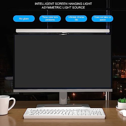 Computer Monitor Light Bar, Touch Control Adjustable E Reading USB Powered Lamp, No Glare Eye Caring LED Screen Monitor Light Bar, for 0.6 Inches to 1.6 Inches Laptops (White)