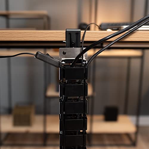 VIVO Black Clamp-on Desk Vertebrae Cable Management Kit, DESK-AC01P-B - color: Black