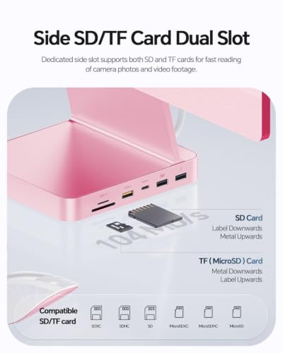 11-in-1 USB C Hub for iMac 24" M1/M3/M4 with M.2 NVMe 4TB SSD Enclosure | PULWTOP Alloy iMac Hub with HDMI 4K@60Hz, 2.5G Ethernet, 5 USB A/C 10Gbps, SD/TF, iMac M4 Dock for iMac 24" 2021-2024, Pink - color: iMac Dock- Pink