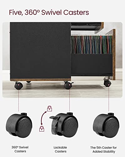 VASAGLE 3-Drawer Lateral File Cabinet, Home Office Printer Stand - color: Rustic Brown + Ink Black, size: 3 Drawers