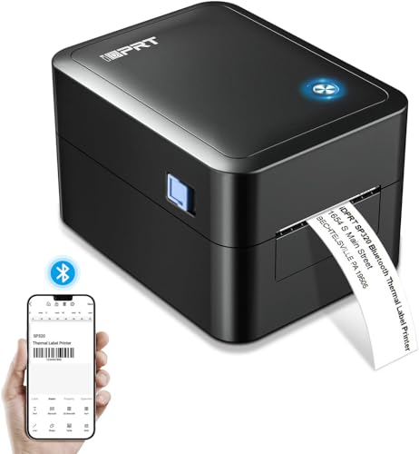 iDPRT Label Maker, Thermal Barcode Printer with No Bound Consumables, Bluetooth & USB Connection, 140pcs/min Speed, Customizable App, Supports Various Sized 1"-3.15", Label Printer for Small Business - color: Dark Black