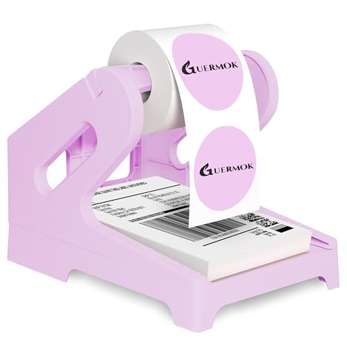 Guermok Thermal Shipping Label Holder for Rolls & Fan-Fold Fragile Stickers | Label Roll Stand for Shipping, Desktop Printer Holder-Home Office Accessory, Sticker Dispenser for Holographic Labels |Purple - color: Purple