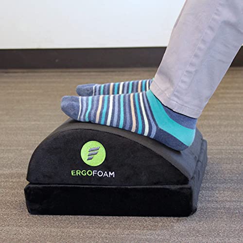 ErgoFoam Chiropractor-Endorsed Orthopedic Teardrop Design 2in1 Adjustable Under Desk Foot Rest for Lumbar Back Knee Pain (Black) - color: Black