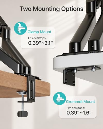 Dual Monitor Arm for Up to 32 Inch Screens, Heavy Duty Monitor Mount | Curved Monitor Stand with Clamp and Grommet Base,for 2 Screens,Holds up to 19.8 lbs,for 75/100 Vesa Mount,for Home Office - style: Dual Monitor Arm