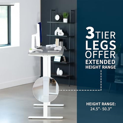 VIVO Dark Gray 55 x 28 in Standing Desk, DESK-KIT-2W55G - color: Dark Gray Top / White Frame, size: 55 x 28